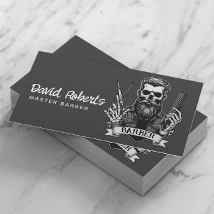 Barber Skull Barbershop Stylish Hair Stylist Business Card