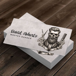 Barber Skull Barbershop Vintage Hair Stylist Business Card
