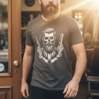 Barber Skull Holding Scissor Professional Barber