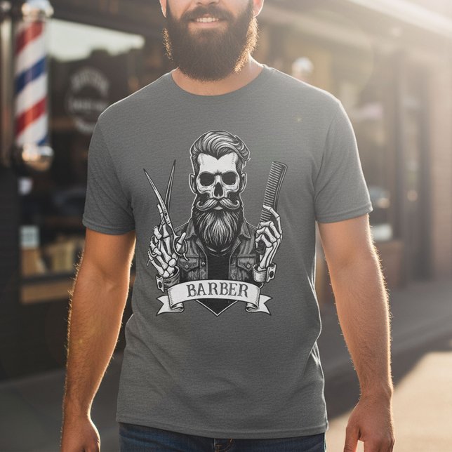 Barber Skull Professional Hair Stylist Dark T-Shirt (Creator Uploaded)