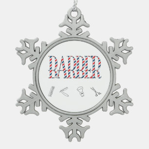Barber Snowflake Pewter Christmas Ornament