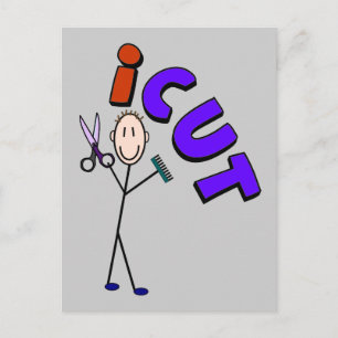 Barber Stick person design "icut" Postcard