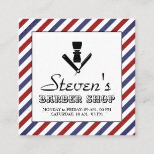 Barber stripes and logo vintage cover square business card