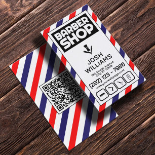 Barber stripes blue and red barbershop logo business card