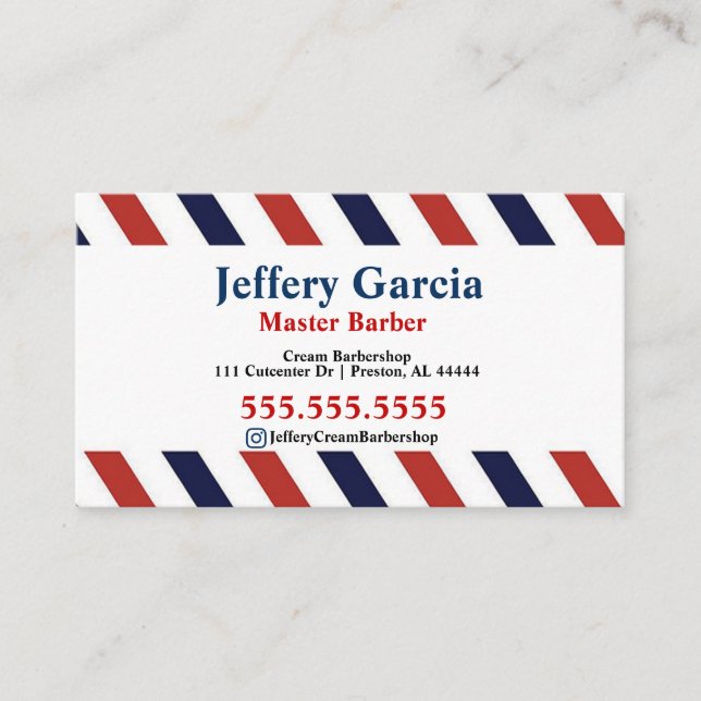 Barber stripes Business Card  (Front)