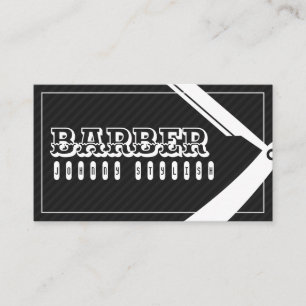Barber style elegant professional black grey business card