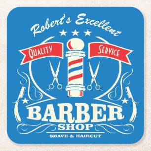 Barber Stylist Tools Barbershop Monogrammed Square Paper Coaster