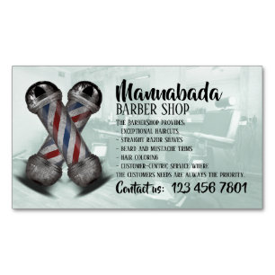 Barber supply shop custom photo magnetic business card