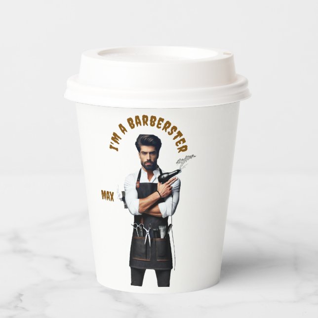 Barber-Themed Paper Cup Design (Front)