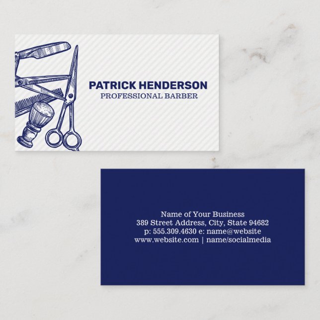 Barber Tools | Hair Specialist Business Card (Front/Back)