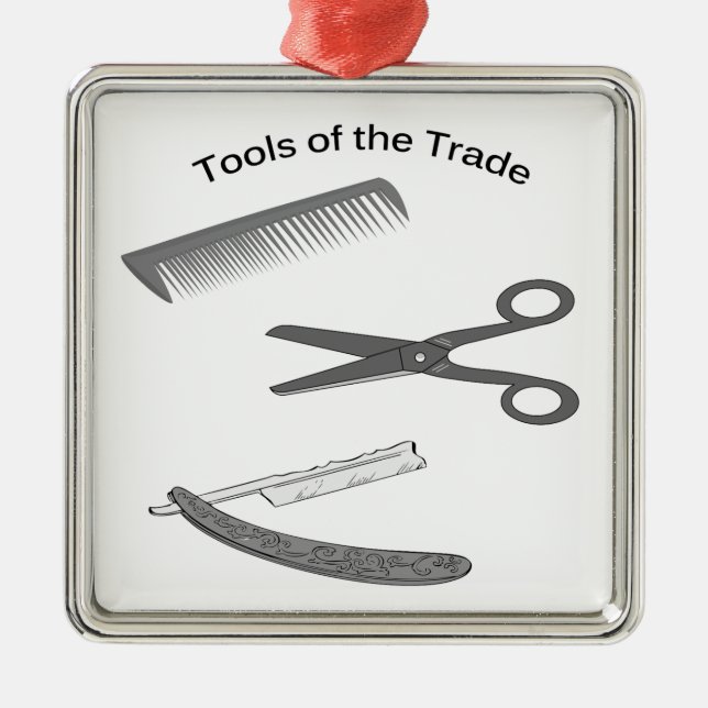 Barber Tools of The Trade Metal Tree Decoration (Front)
