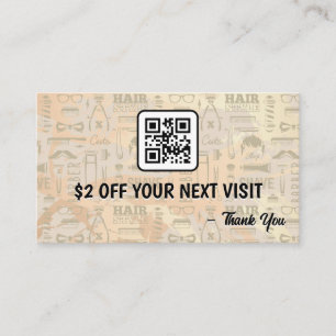 Barber Tools Pattern Discount QR Code Business Card