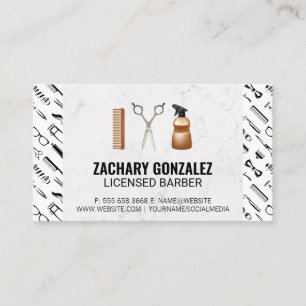 Barber Tools Set Barber Tools Pattern Marble Loyalty Card