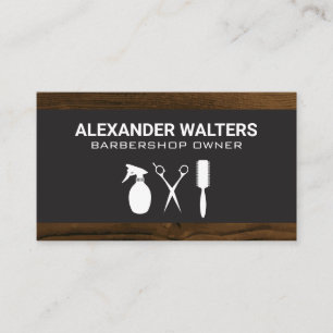 Barber Tools Wood Business Card