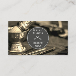 Barber Tools   Wood Trim Business Card