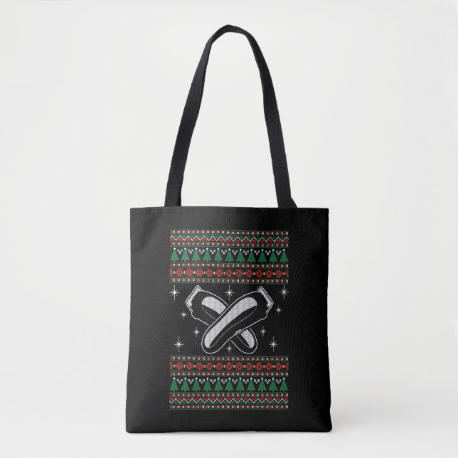 Barber Ugly Christmas Sweater Xmas Tote Bag (Front)