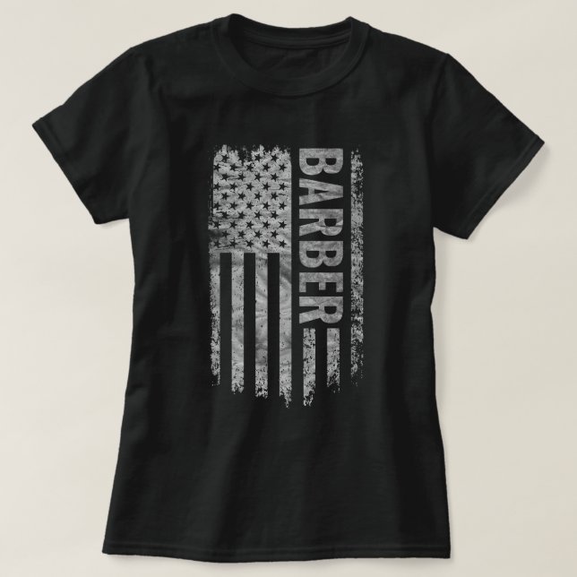 Barber USA Flag Distressed design T-Shirt (Design Front)