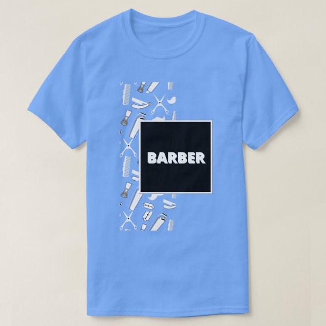 Barber White on Black T-Shirt (Design Front)