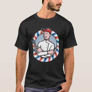 Barber With Scissors and Comb Cartoon T-Shirt