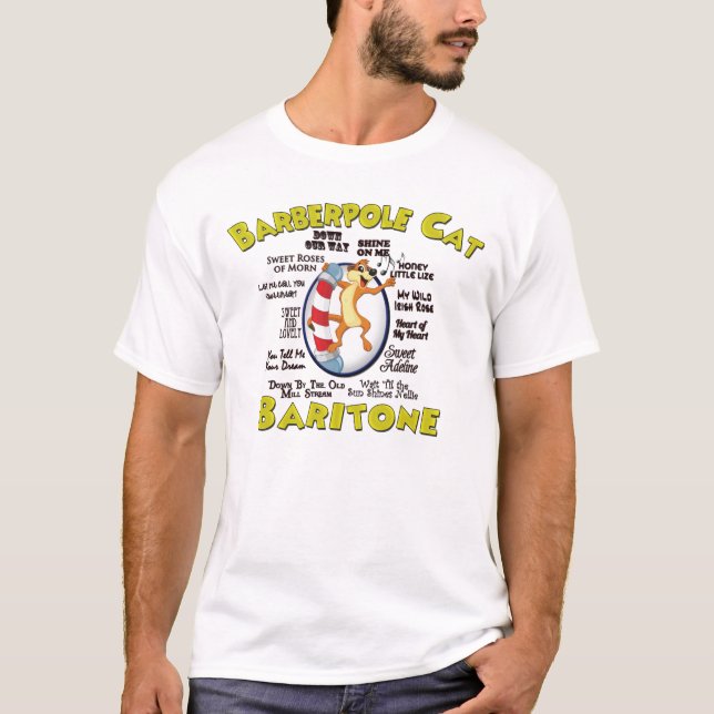 Barberpole Cat T-Shirt -- BARITONE (Front)