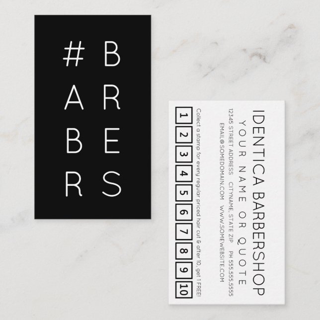 #BARBERS hashtag loyalty punch card (Front/Back)