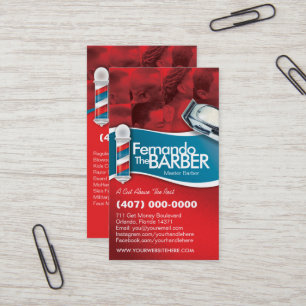 Barbershop Barber (Barber pole and clippers) Business Card