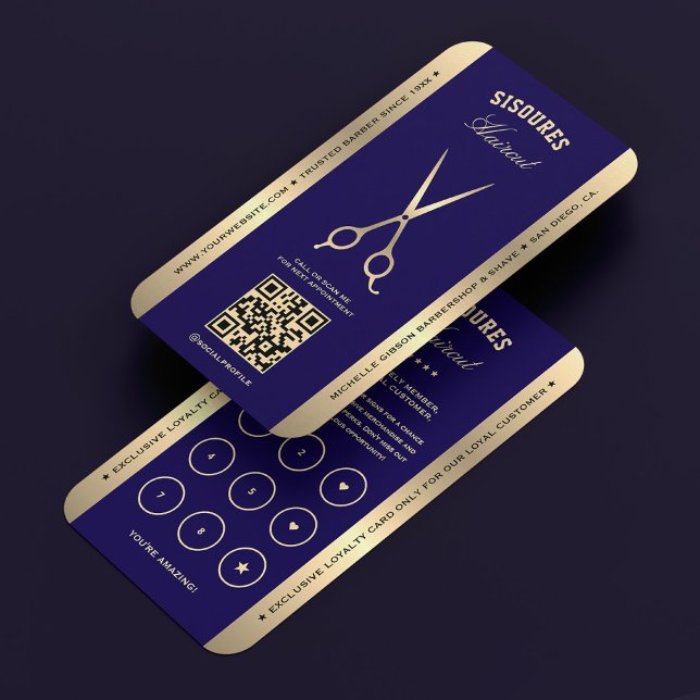 Barbershop Barber Dark Blue Scissors Loyalty Card (Barbershop Barber Dark Blue Scissors Loyalty Card
)