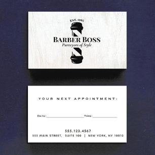 Barbershop Barber Pole Appointment Reminder Wood Business Card