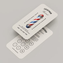 Barbershop Barber Pole Red White Blue Loyalty Card