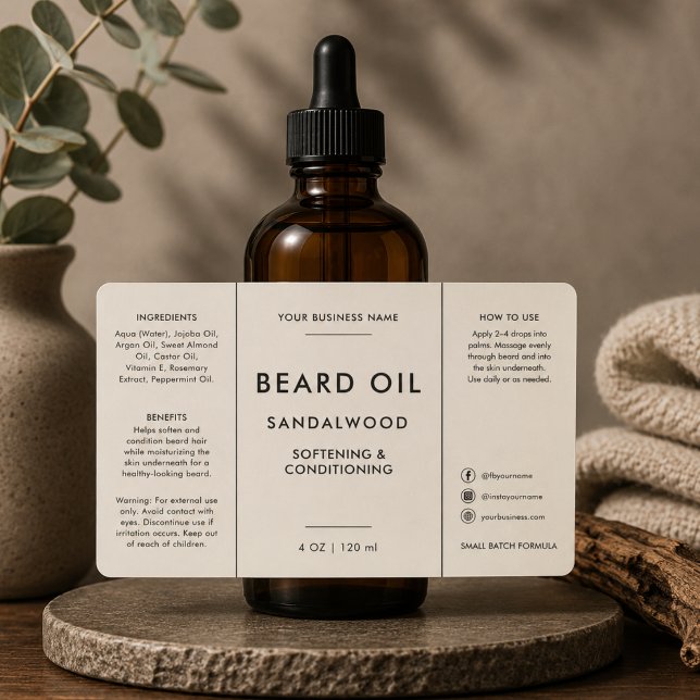 Barbershop Beard Oil 4oz Dropper Bottle Label (Creator Uploaded)