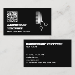 Barbershop Black QR Business Card