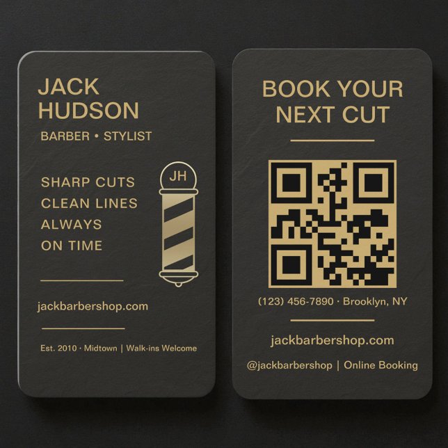 Barbershop Black Slate Stone Barber Haircut  Business Card (Creator Uploaded)