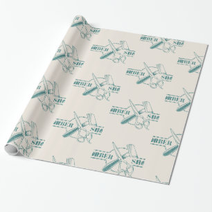 Barbershop blue jeans texture wrapping paper