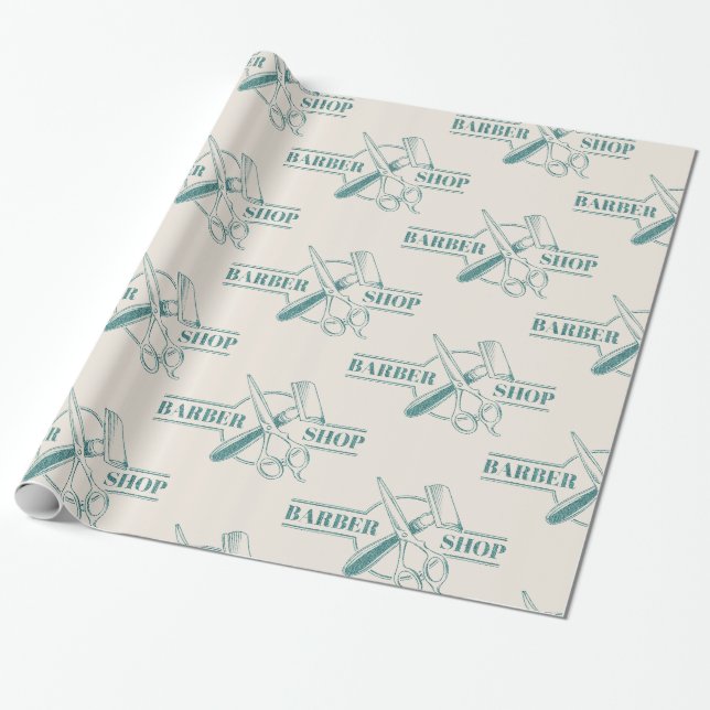 Barbershop blue jeans texture wrapping paper (Unrolled)