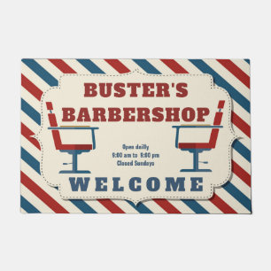 Barbershop Boarder Welcome Doormat