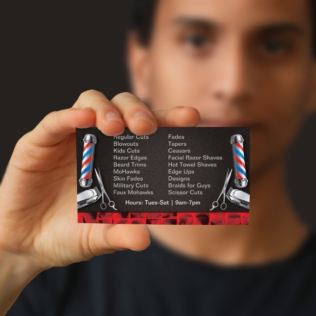 Barbershop Business Card (Barber pole and clippers (Creator Uploaded)