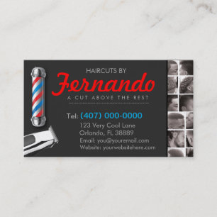 Barbershop Business Card-Barber pole, clippers com Business Card