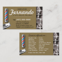 Barbershop Business Card-Barber pole, clippers com