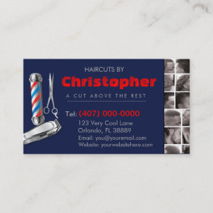 Barbershop Business Card-Barber pole, clippers com Card