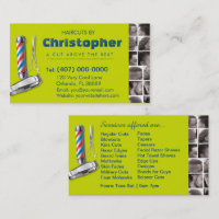 Barbershop Business Card-Barber pole, clippers com