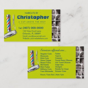 Barbershop Business Card-Barber pole, clippers com Card