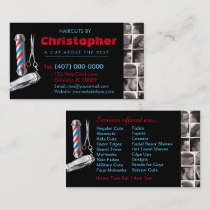 Barbershop Business Card-Barber pole, clippers com Card