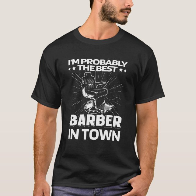 Barbershop Chair Beard Coiffeur Haircut   Hairstyl T-Shirt (Front)