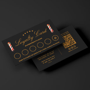 Barbershop Classic Barber Black Orange Loyalty Business Card