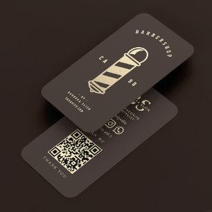 Barbershop Classic Barber's Pole Espresso Brown Business Card