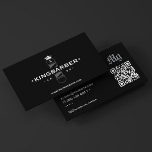 Barbershop Classic Bold Barber Black Pole Crown Business Card