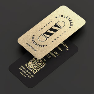 Barbershop Classic Elegant Gold Black Barber Pole  Business Card