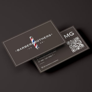 Barbershop Classic Pole Frame Espresso Barber Business Card