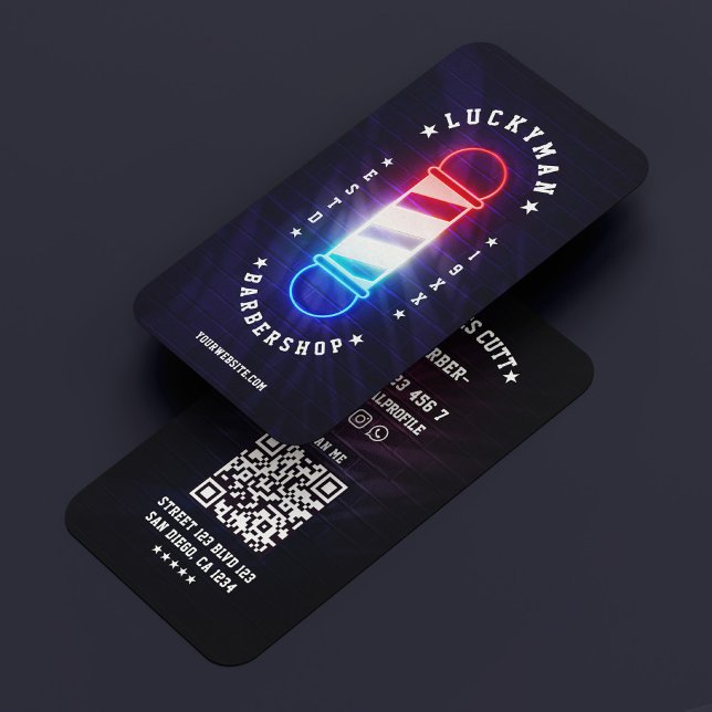 Barbershop Classic Red White Blue Barber Pole Business Card (Barbershop Classic Red White Blue Barber Pole Business Card
)