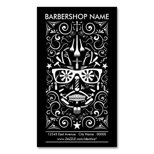 barbershop dia de los muertos magnetic business card (Front Vertical)